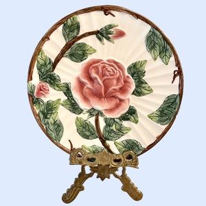 Fitz and Floyd Omnibus Victorian Rose Decorative Plate, Green Pink Garden Roses